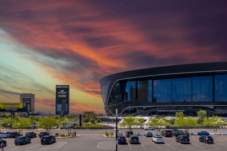 allegiant stadium at sunset