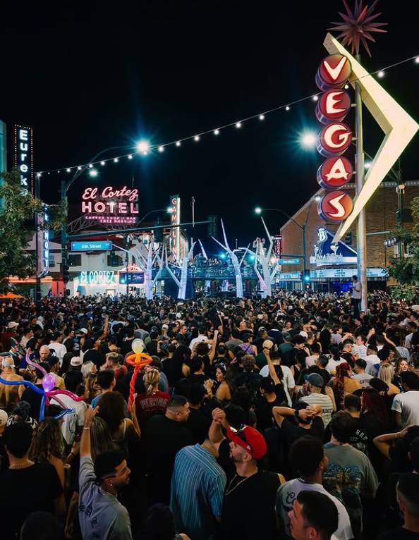 group of people at feed the block Vegas