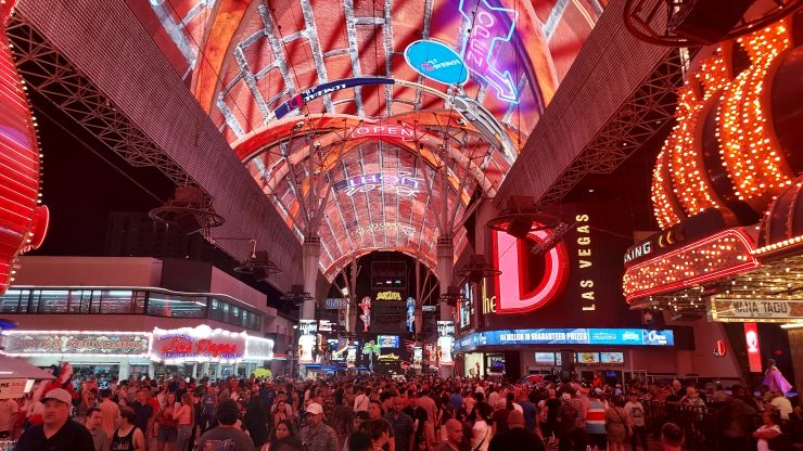 people on Fremont Street in Vegas