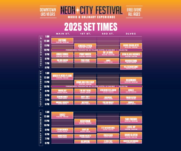 set times for Neon City Festival 2025