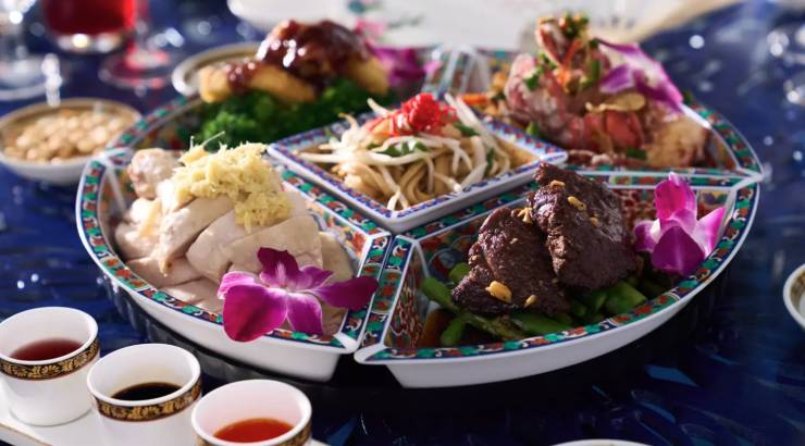 platter of Asian food at Bellagio