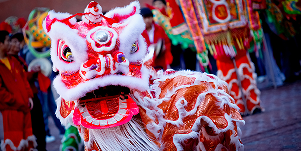 Dragon dancing at Chinese New Year