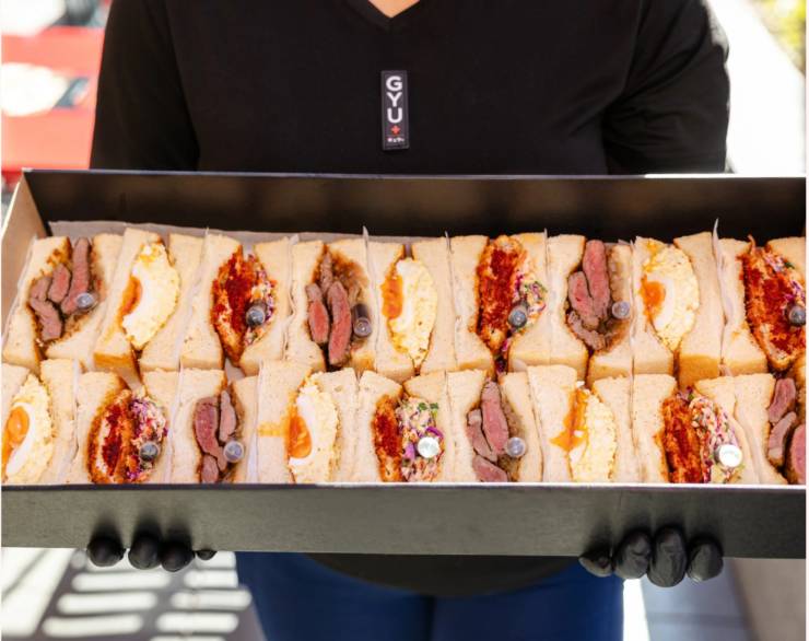 egg and steak Japanese sandos