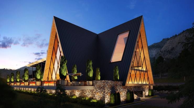 Mount Charleston Lodge at night