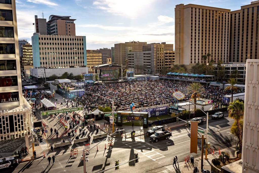 Downtown Las Vegas Events Center during a night event