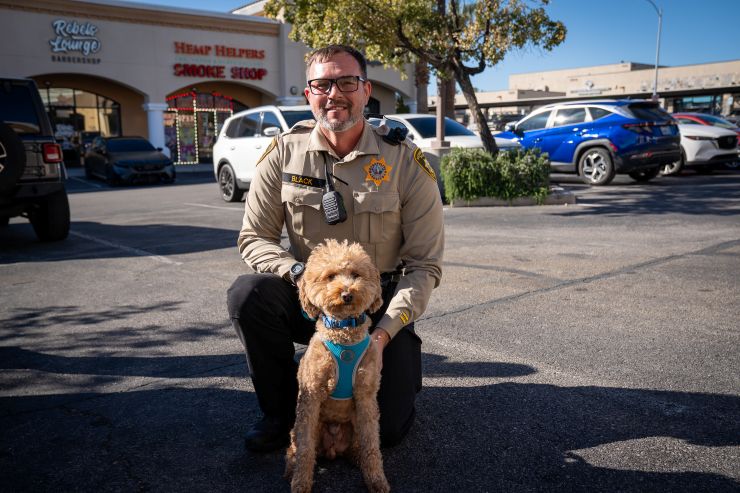 viral Vegas puppy with new owner