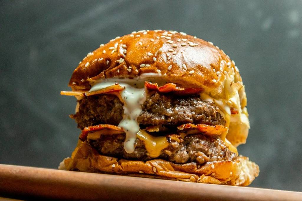 double smash burger close up