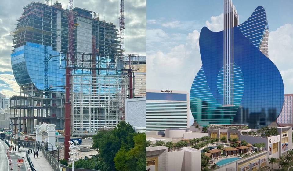 Hard Rock Las Vegas Update: The Massive Blue-Glass, 700-Foot Guitar Tower Is Rising Fast — And It’s Hard to Miss