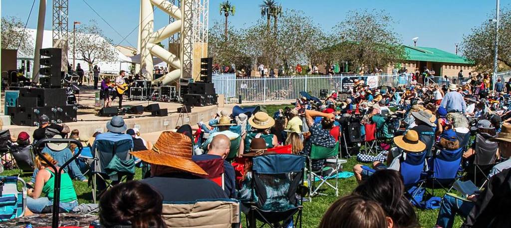 people listening to live music at the Las Vegas Bluegrass Festival