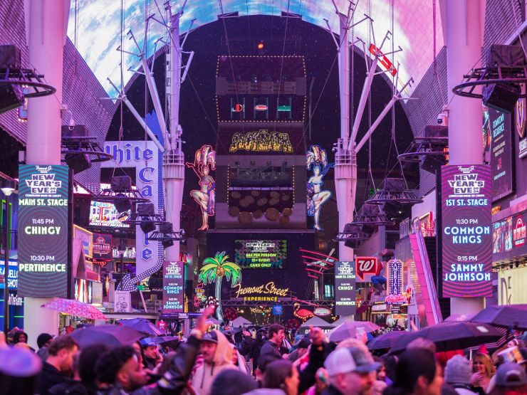 people at Fremont Street Experience in Vegas