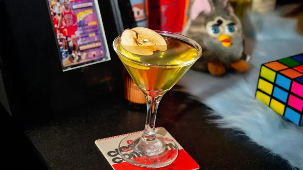 Appletini and a Furby at a 90s themed bar