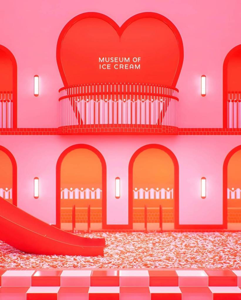 Tobogán del Museo del Helado y otros elementos decorativos