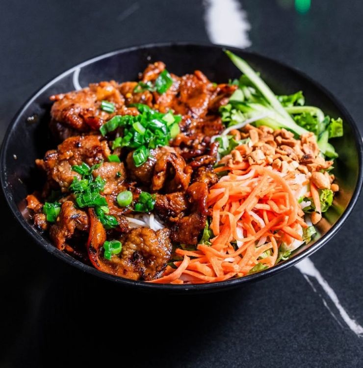 bowl of asian food