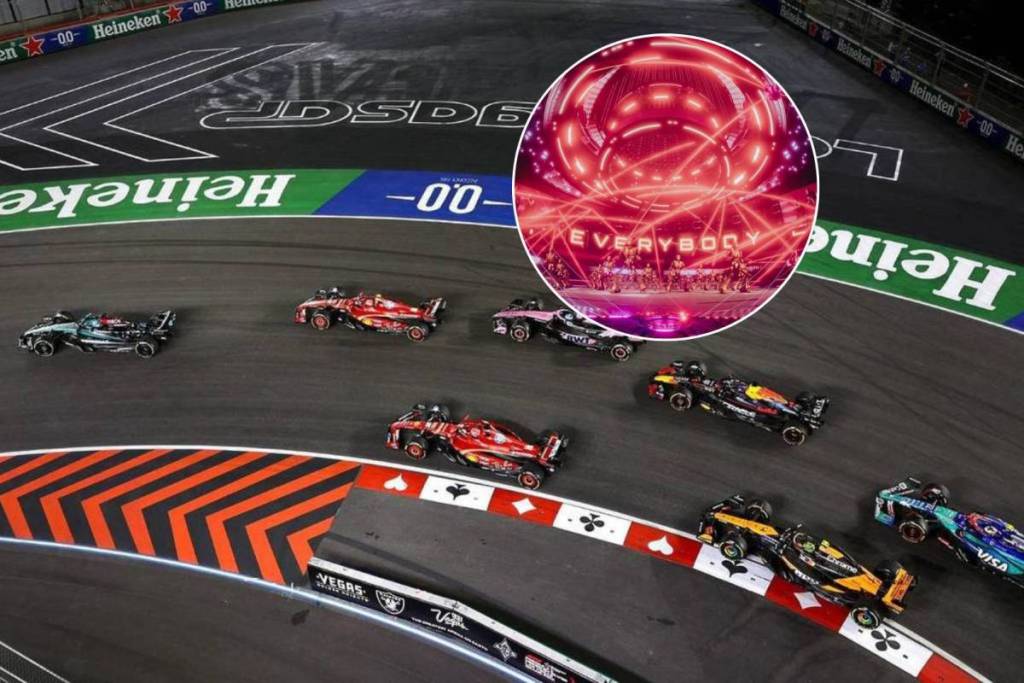 F1 race in Vegas and a shot from Backstreet Boys at Sphere