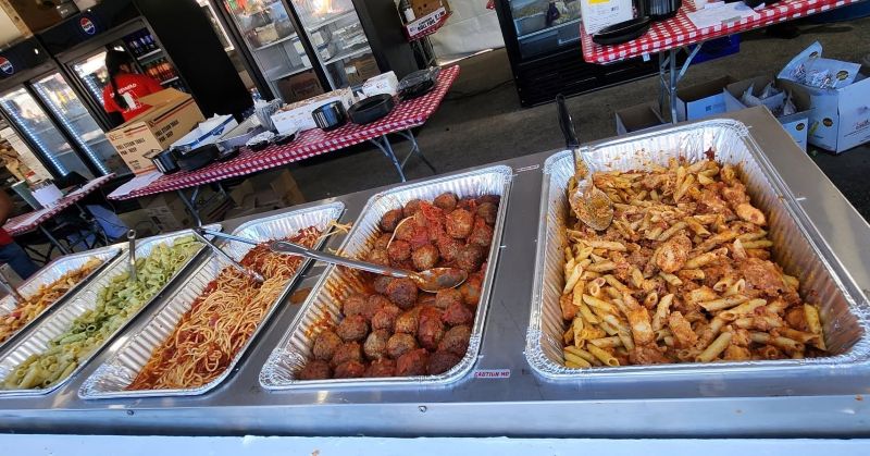 trays of spaghetti