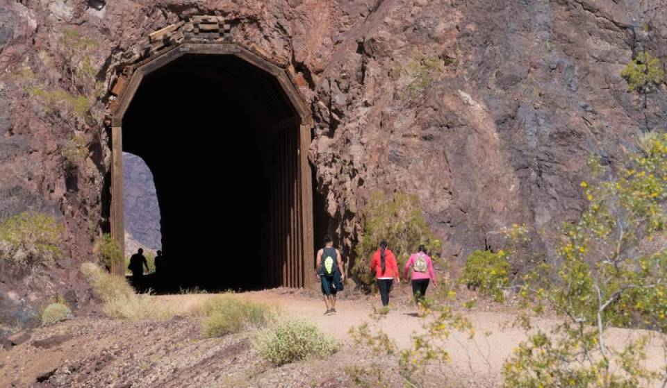 Just half an hour from Vegas, this panoramic 7.4-mile trail lets you hike through 5 massive abandoned railway tunnels carved out in 1931
