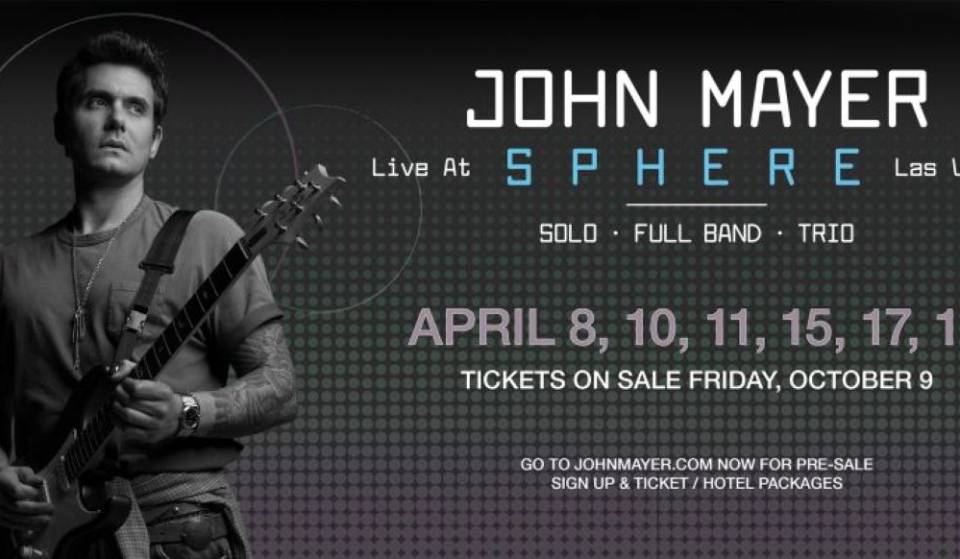John Mayer is bringing a massive 6-night residency to Sphere in April 2027