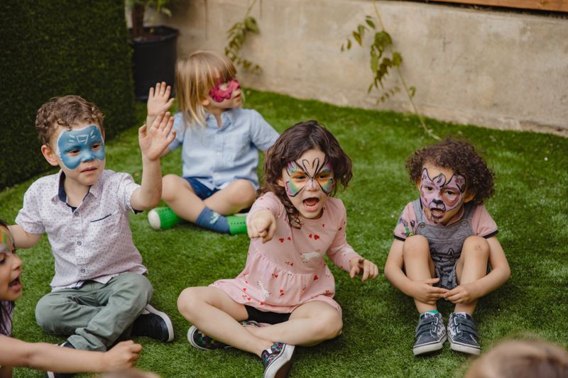 kids with face paint on