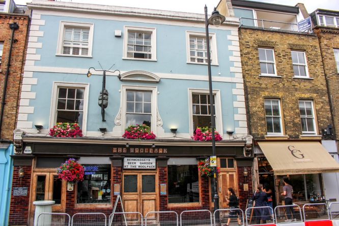 The exterior of The Woolpack in Bermondsey, London