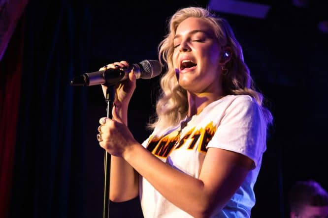 Singer Anne Marie giving it her all singing at OMEARA in London Bridge