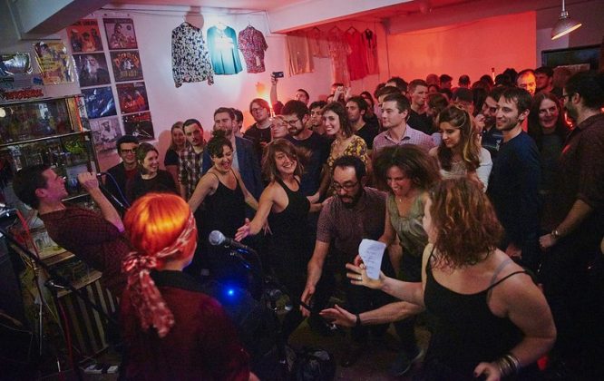 People enjoying their night at the Paper Dress Vintage venue in Hackney, East London