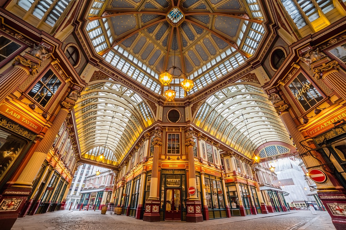 Historic Shopping Mall Leadenhall Market City Of London London Stock