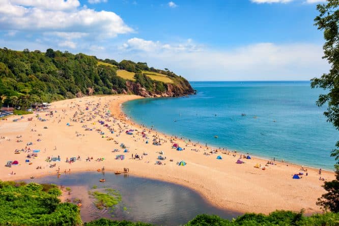 The golden sands and still waters of Blackpool Sands in Devon, one of the best beaches in the UK