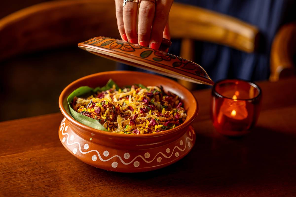 pepper chicken biryani served at trishna