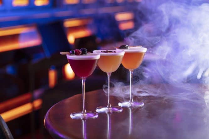 three drinks on the bar at Hokus Pokus