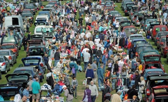 Hundreds of people shopping at the Denham Giant Car Boot Sale