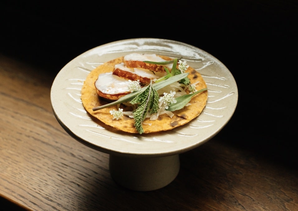 a dish at Kol mexican restaurant chef's table in mayfair