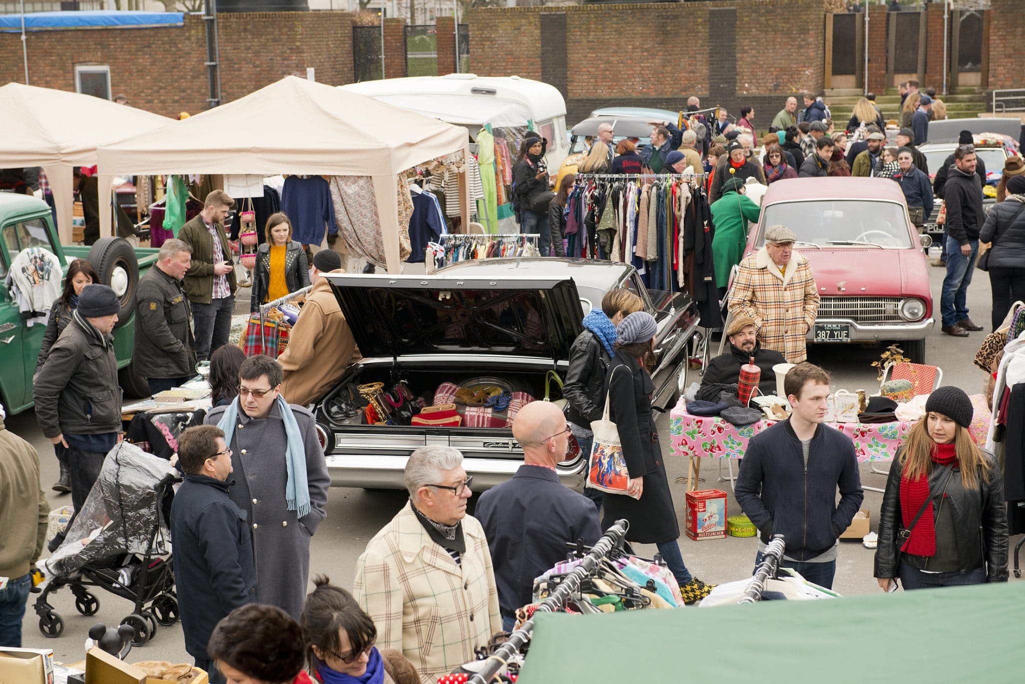 People shopping at the Classic Car Boot Sale in London