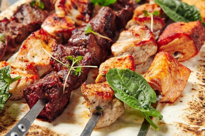 Tasty shish kebabs cooked to perfection at Skewers Victoria Kebab, home of some of the best kebabs in London