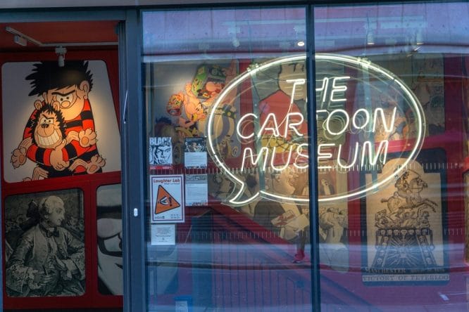 The exterior of The Cartoon Museum in London, England