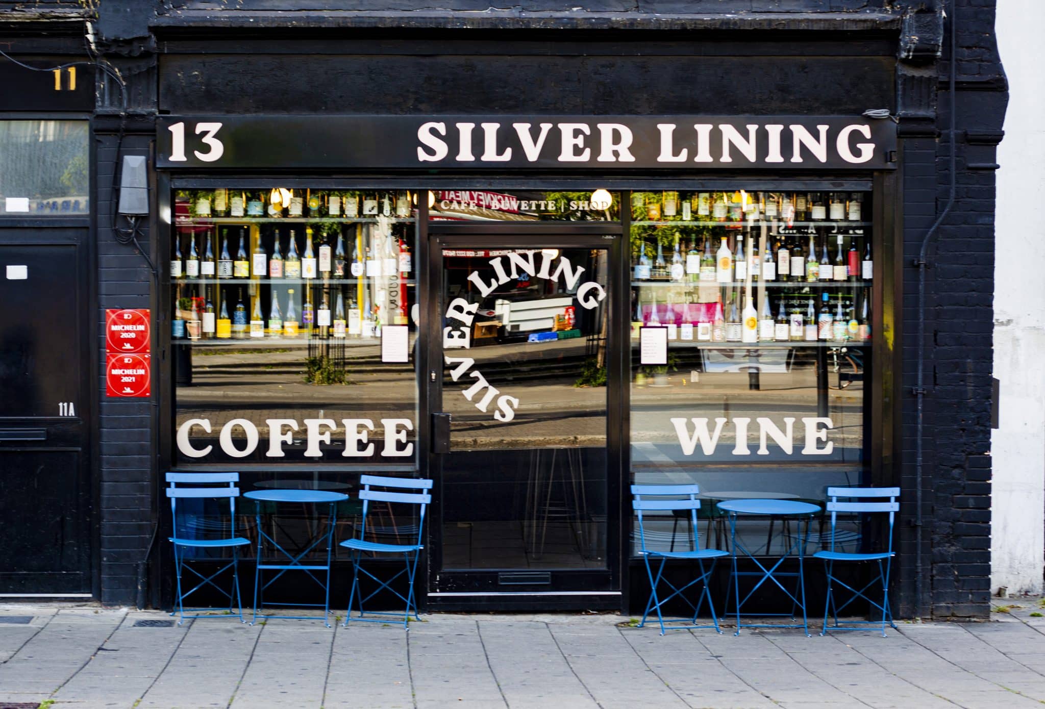 The shopfront of the Silver Lining orange wine bar, which is offering up a Bastille Day Wine Flight
