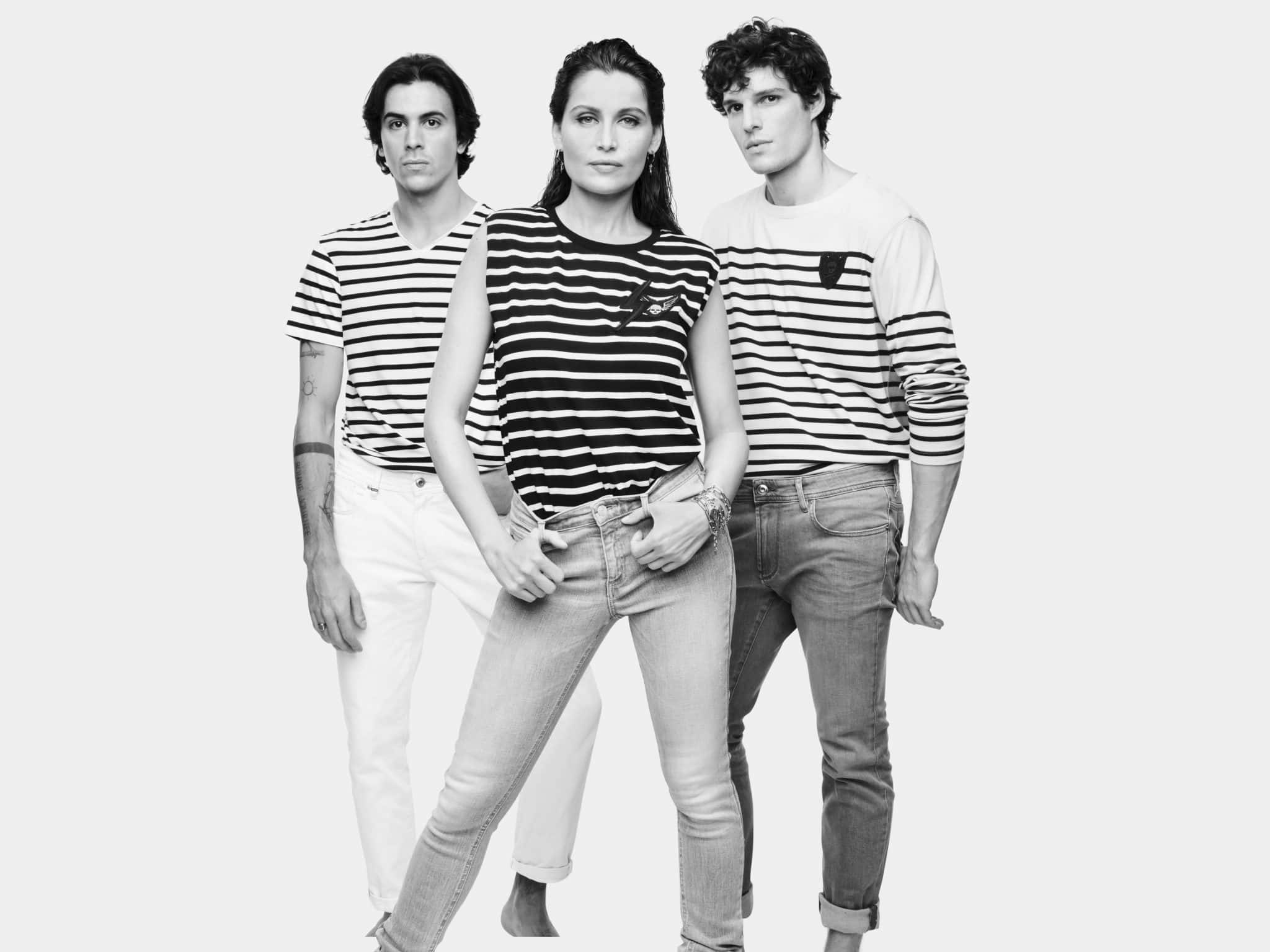 Three people wearing IKKS clothing