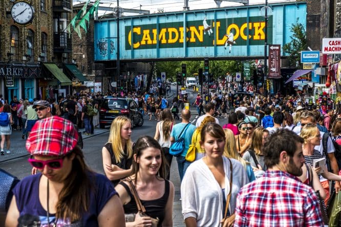 A picture of Camden Lock Bridge and London Street art in Camden, London