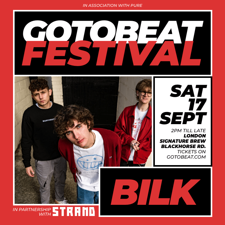Gotobeat music festival poster with a picture of the members of Bilk
