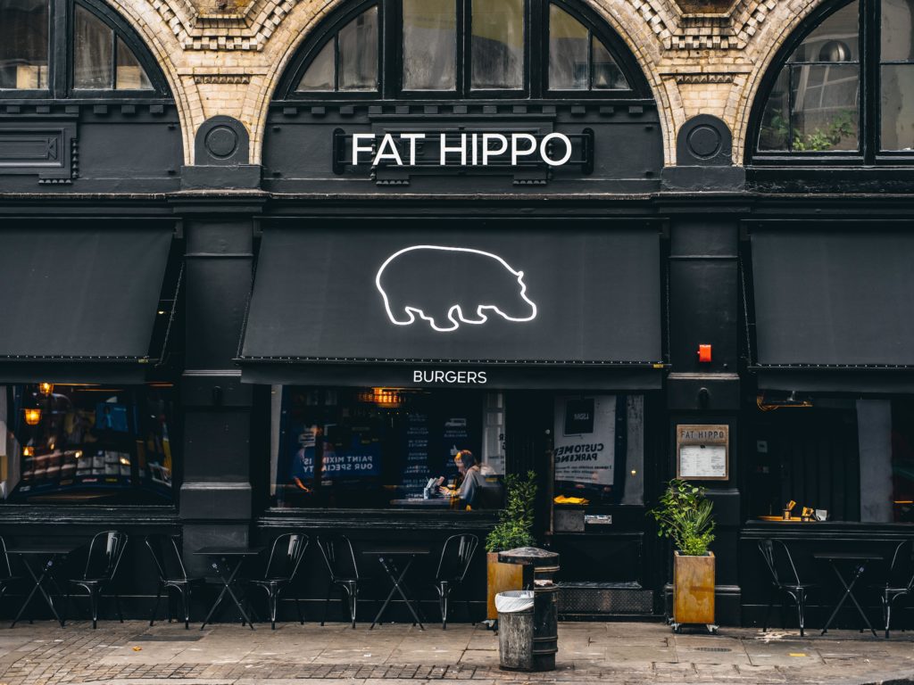 the exterior of the Fat Hippo restaurant in Shoreditch