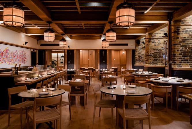 The ambient interior of Sachi restaurant in Pantechnicon, Belgravia