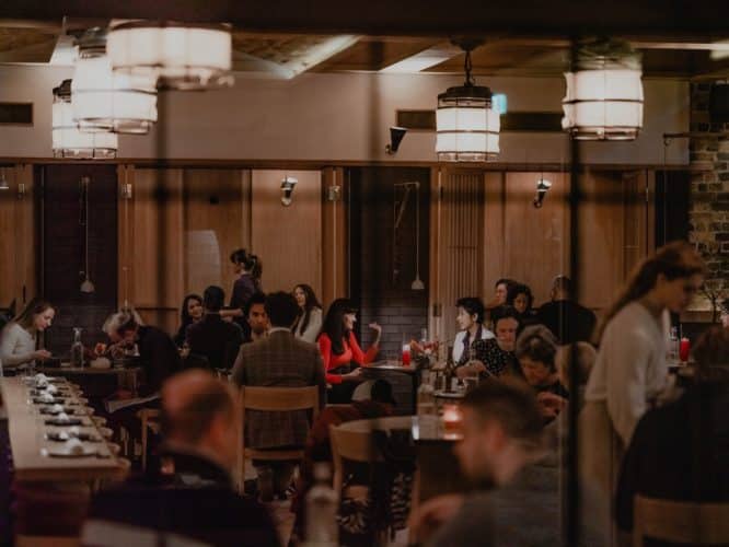 People enjoying their meal at Sachi restaurant in Pantechnicon