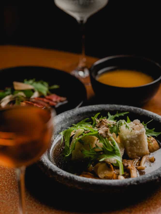 A dish of tofu and mushroom at Sachi in Pantechnicon