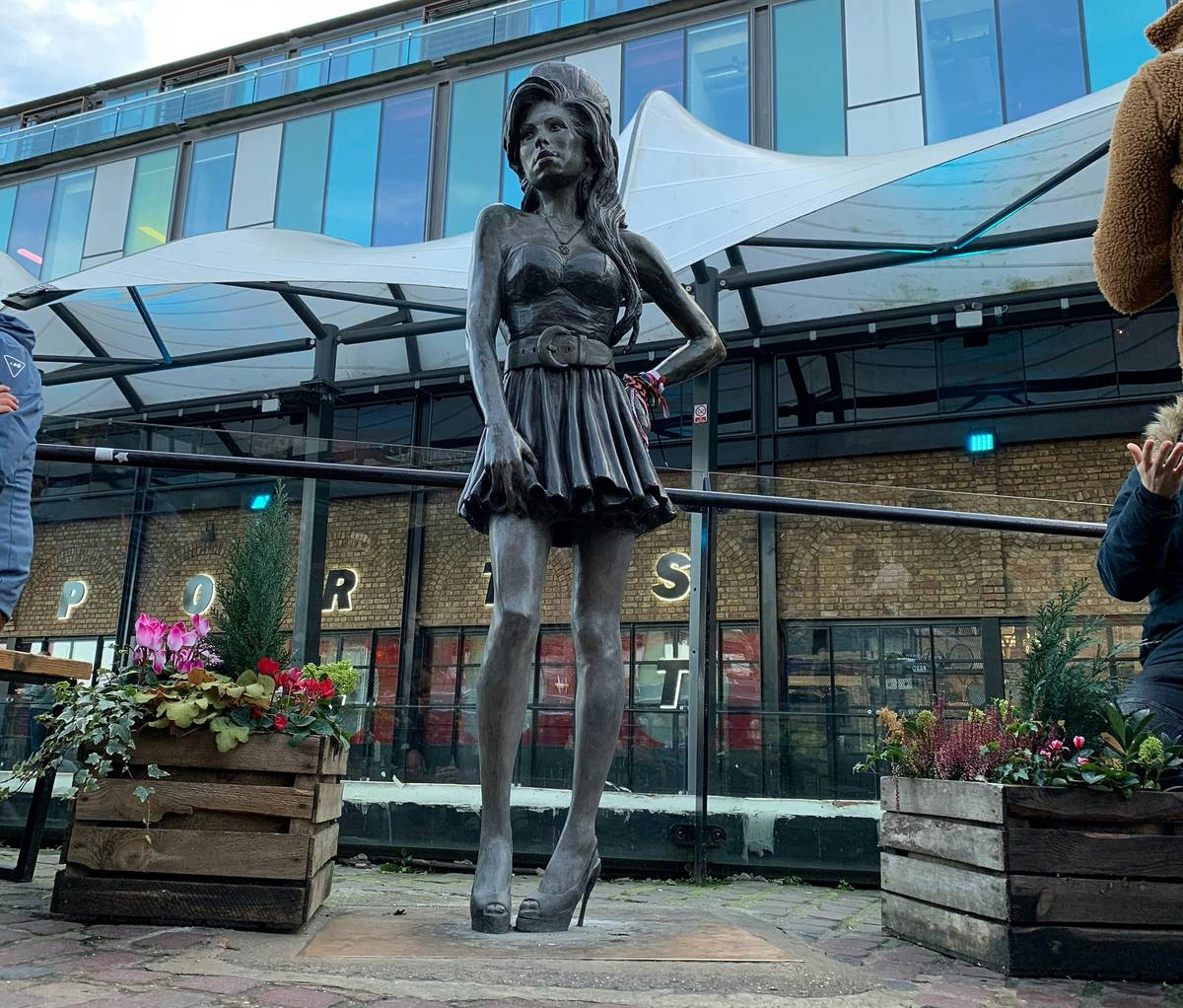 Amy Winehouse statue at Stables Market in Camden Town, London.