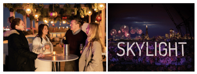 People enjoying themselves at a New Year's Eve party at Skylight Peckham in South East London.