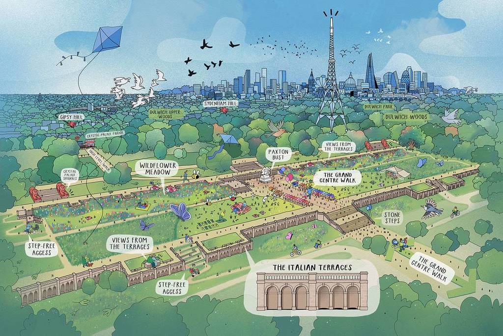 Future vision of Crystal Palace Park after the regeneration project