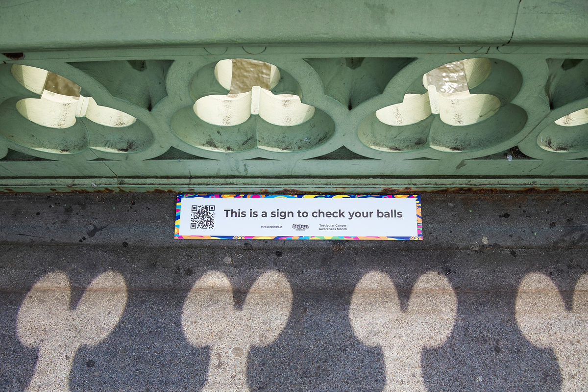 Westminster Bridge Urging Passers By To Check Their Balls Today