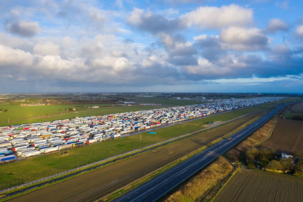 Manston Airport now used as a lorry carpark