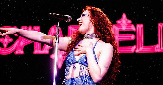 Chappell Roan performing on stage as part of her US Midwest Princess tour.