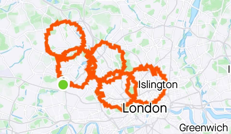 A Cyclist Has Recreated The Olympic Rings With A (Very) Long Ride Around London