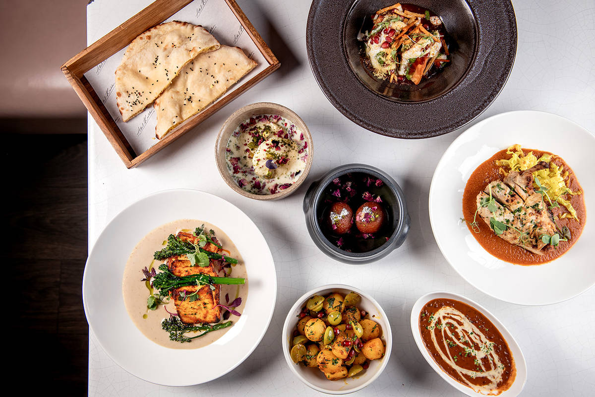 a spread of Indian dishes at Kanishka restaurant